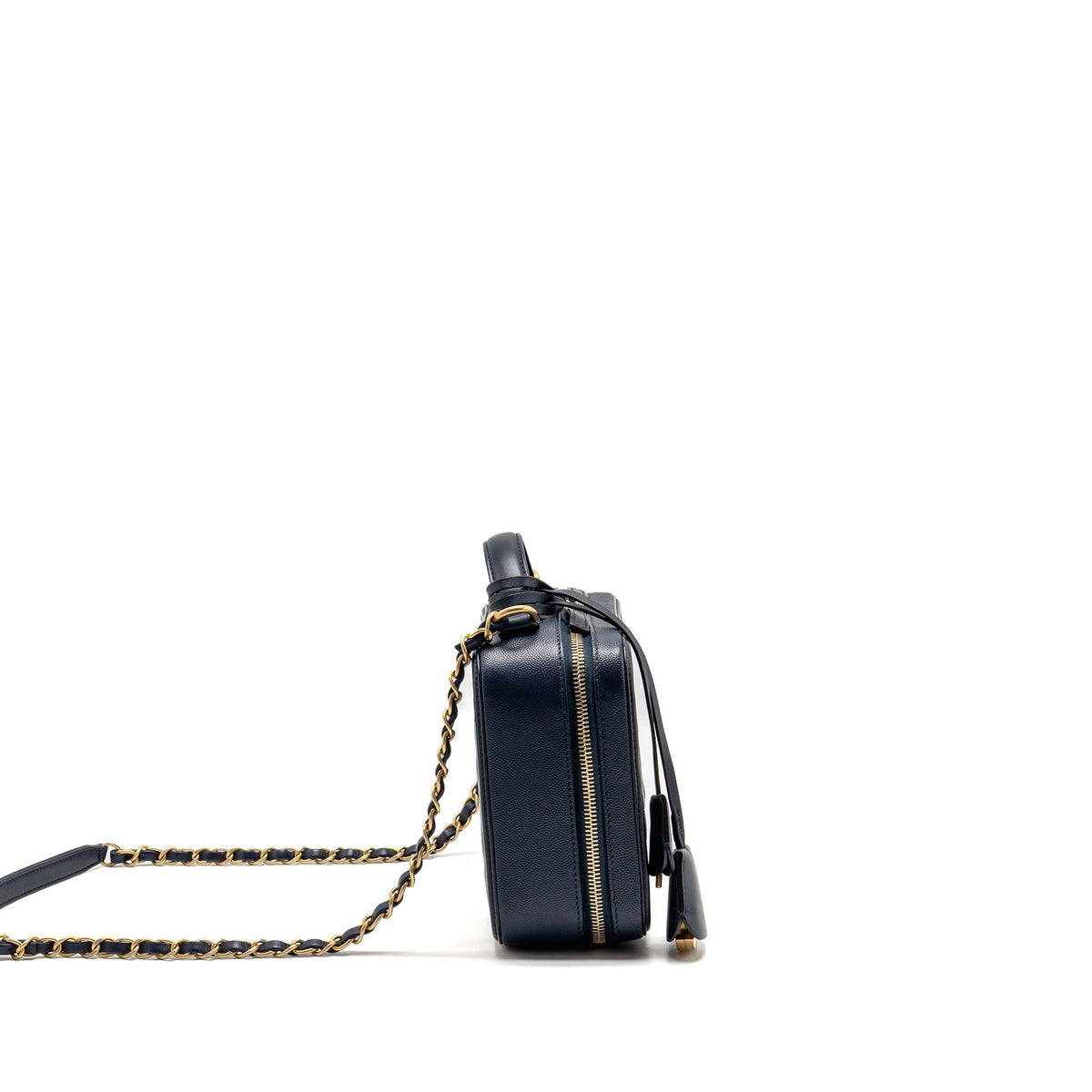 Chanel Medium CC Filigree Vanity Case Caviar Navy GHW