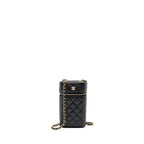 CHANEL CLASSIC VANITY PHONE HOLDER WITH CHAIN CAVIAR BLACK LGHW