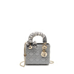 DIOR MINI LADY DIOR LAMBSKIN LIGHT GREY LGHW