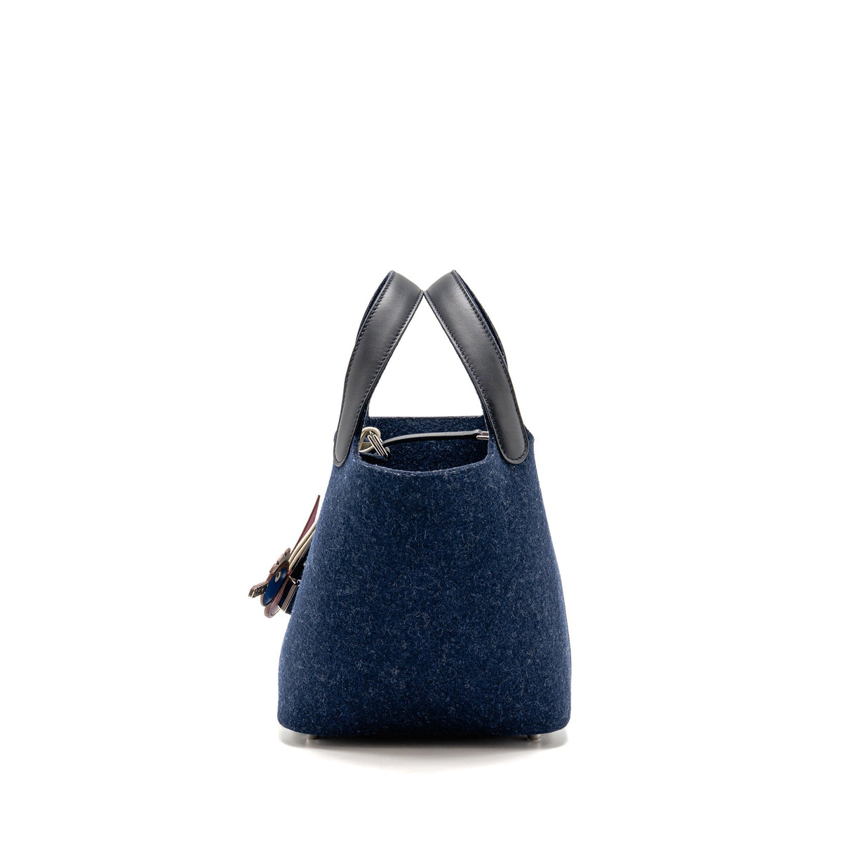 Hermes Picotin 18 Felt Lock Bag Blue Nuit / Caban SHW with Birdy Charm (Sell In A Set)