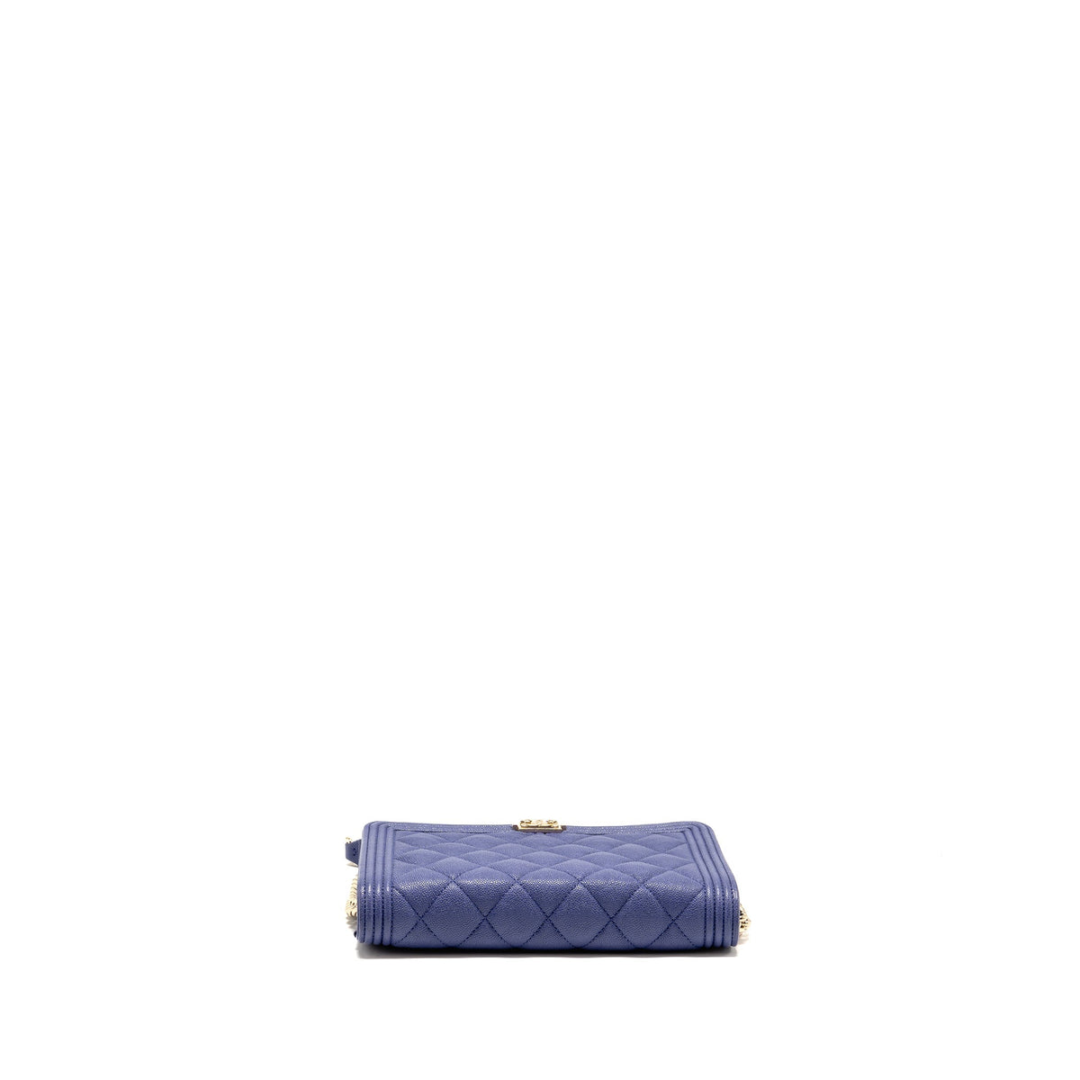 Chanel 20K Boy Wallet on Chain Shiny Grained Calfskin Blue LGHW