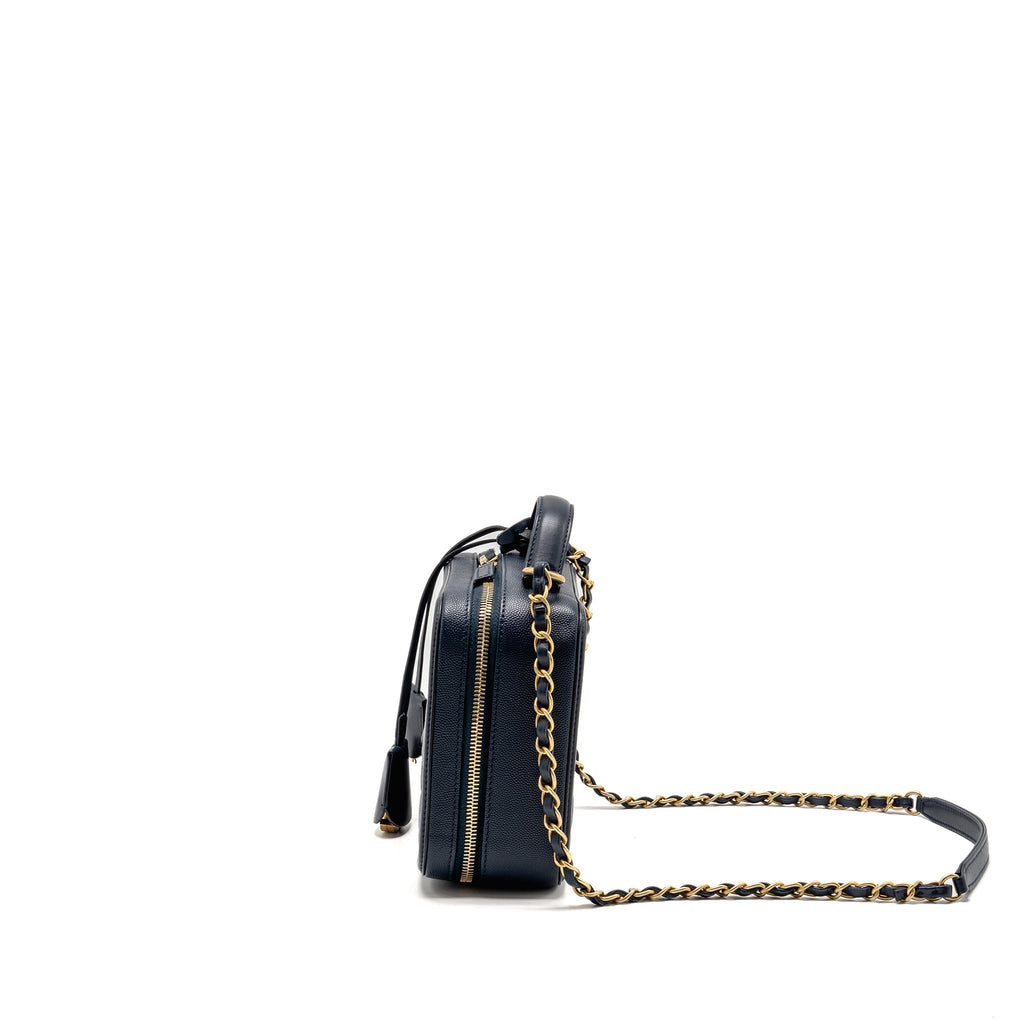 Chanel Medium CC Filigree Vanity Case Caviar Navy GHW
