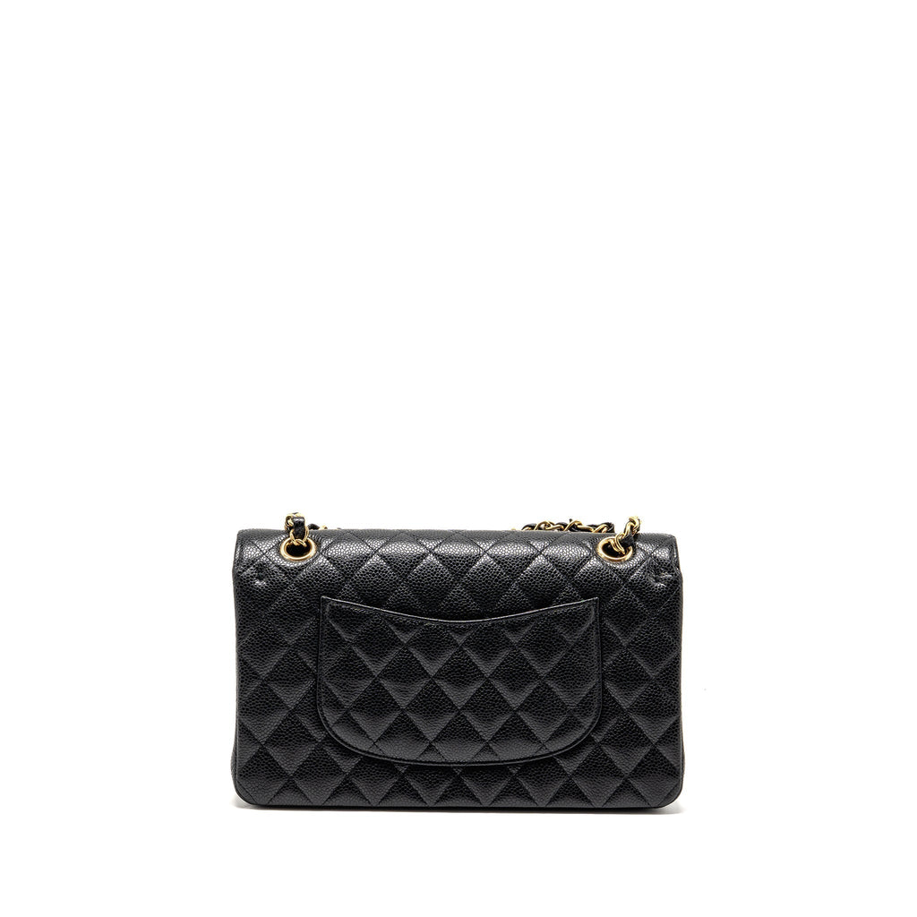 CHANEL MEDIUM CLASSIC DOUBLE FLAP BAG CAVIAR BLACK GHW (MICROCHIP)