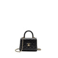 CHANEL COCO HANDLE CLUTCH WITH CHAIN CAVIAR BLACK LGHW (MICROCHIP)