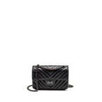 CHANEL MINI 2.55 REISSUE FLAP BAG CHEVRON AGED CALFSKIN SO BLACK