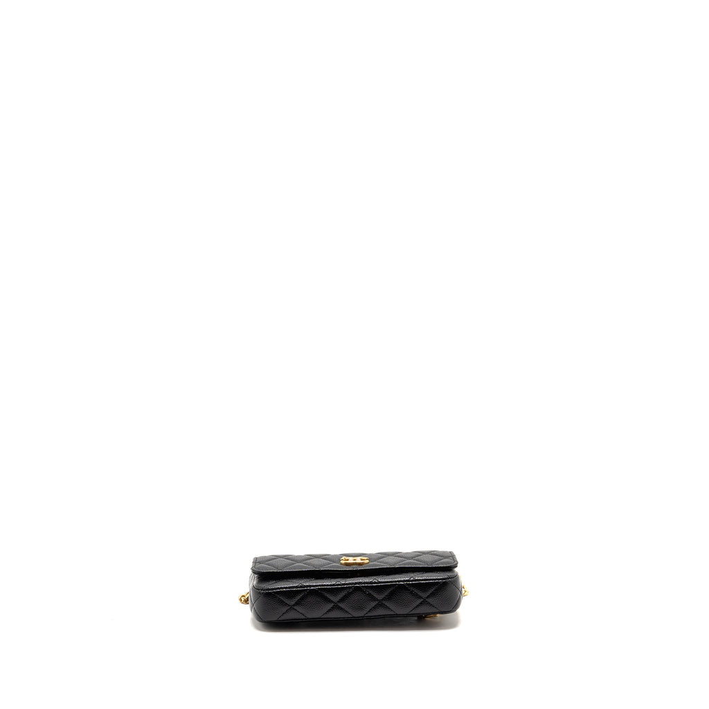 Chanel Coco Love Mini Flap Wallet on Chain Caviar Black GHW (Microchip)