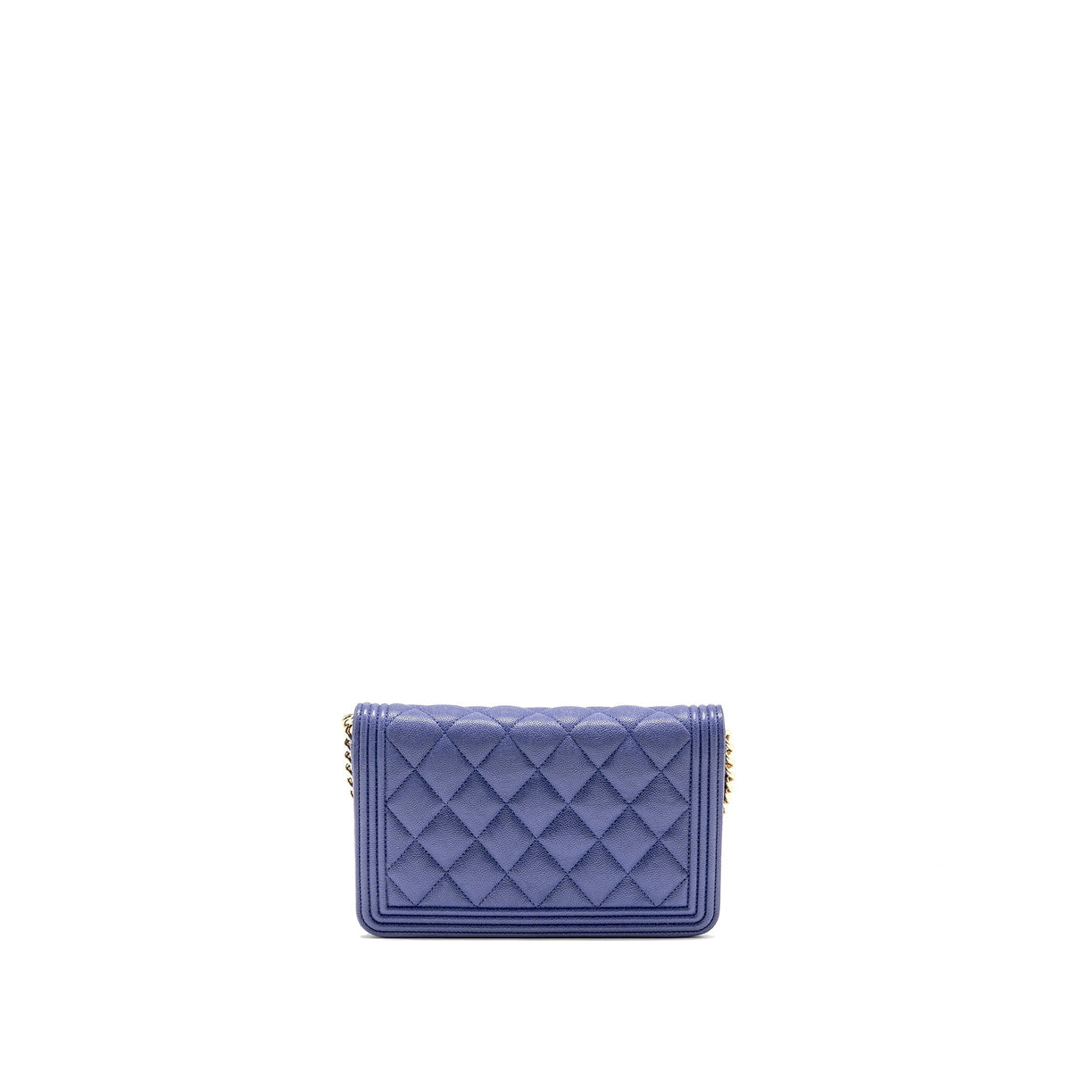 Chanel 20K Boy Wallet on Chain Shiny Grained Calfskin Blue LGHW
