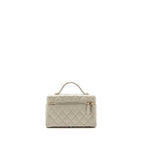 CHANEL CC TOP HANDLE VANITY WITH CHAIN CAVIAR LIGHT GREY LGHW (MICROCHIP)