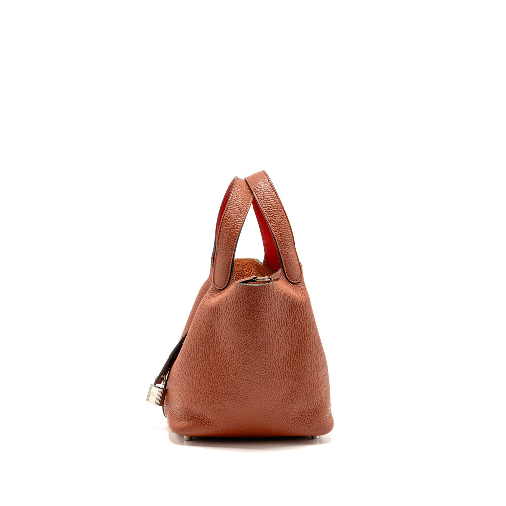 Hermes Picotin 18 lock bag Clemence Cuivre/Capucine SHW