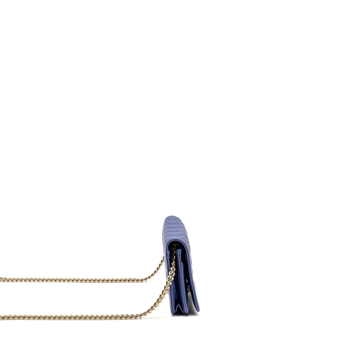 Chanel 20K Boy Wallet on Chain Shiny Grained Calfskin Blue LGHW