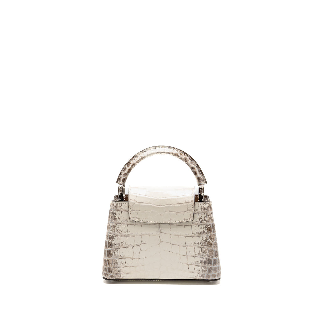 LOUIS VUITTON CAPUCINES MINI HIMALAYAN CROCODILE WHITE SHW