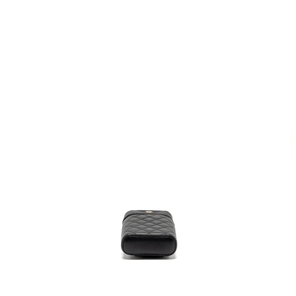 CHANEL CLASSIC VANITY PHONE HOLDER WITH CHAIN CAVIAR BLACK LGHW