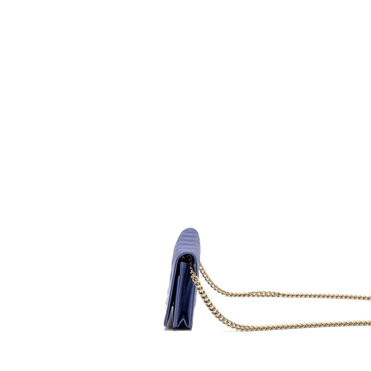 Chanel 20K Boy Wallet on Chain Shiny Grained Calfskin Blue LGHW