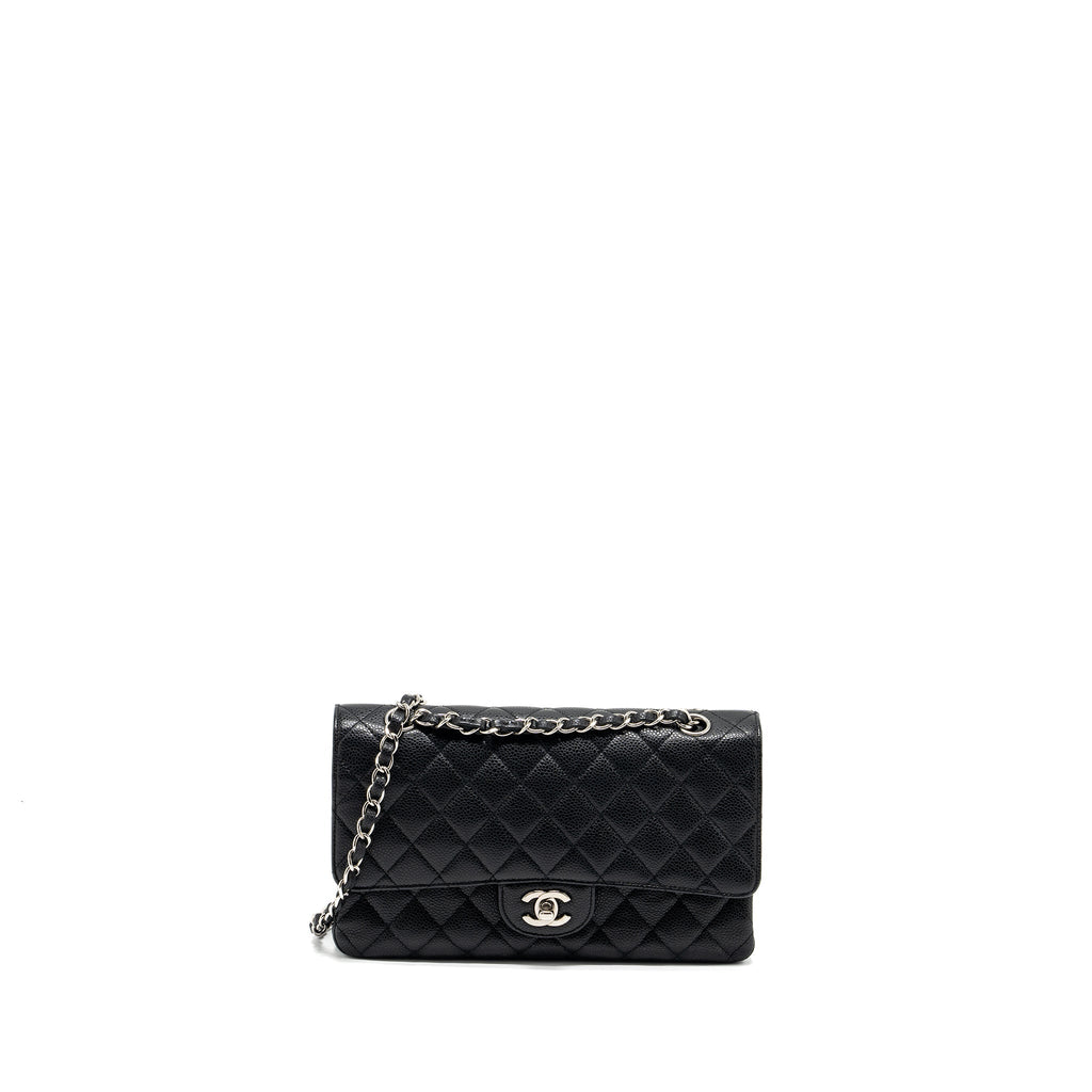 CHANEL MEDIUM CLASSIC DOUBLE FLAP BAG CAVIAR BLACK SHW