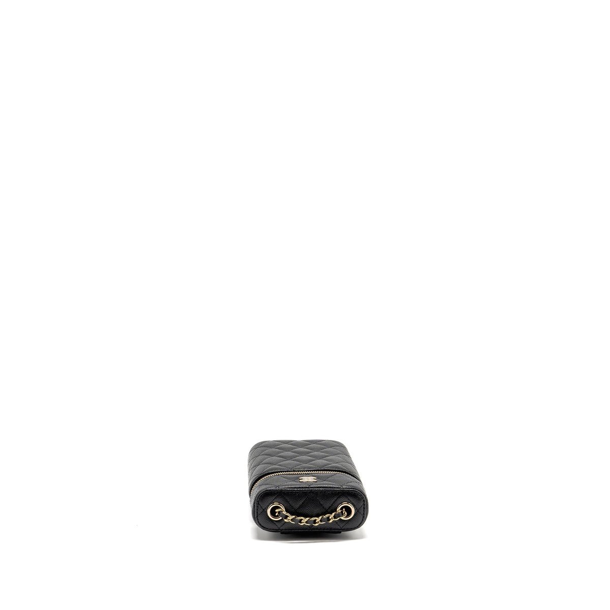 CHANEL CLASSIC VANITY PHONE HOLDER WITH CHAIN CAVIAR BLACK LGHW