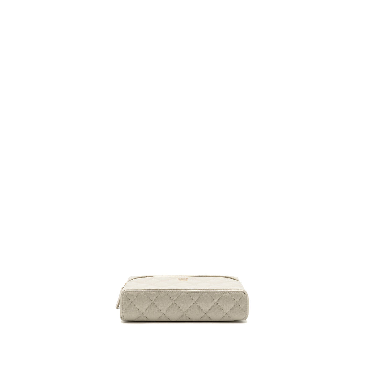 CHANEL CC TOP HANDLE VANITY WITH CHAIN CAVIAR LIGHT GREY LGHW (MICROCHIP)