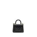 CHANEL COCO HANDLE CLUTCH WITH CHAIN CAVIAR BLACK LGHW (MICROCHIP)