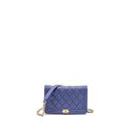 Chanel 20K Boy Wallet on Chain Shiny Grained Calfskin Blue LGHW