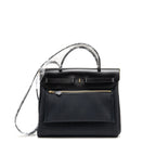HERMES HERBAG 31 ZIP BAG CANVAS/ CACHE HUNTER LEATHER BLACK GHW