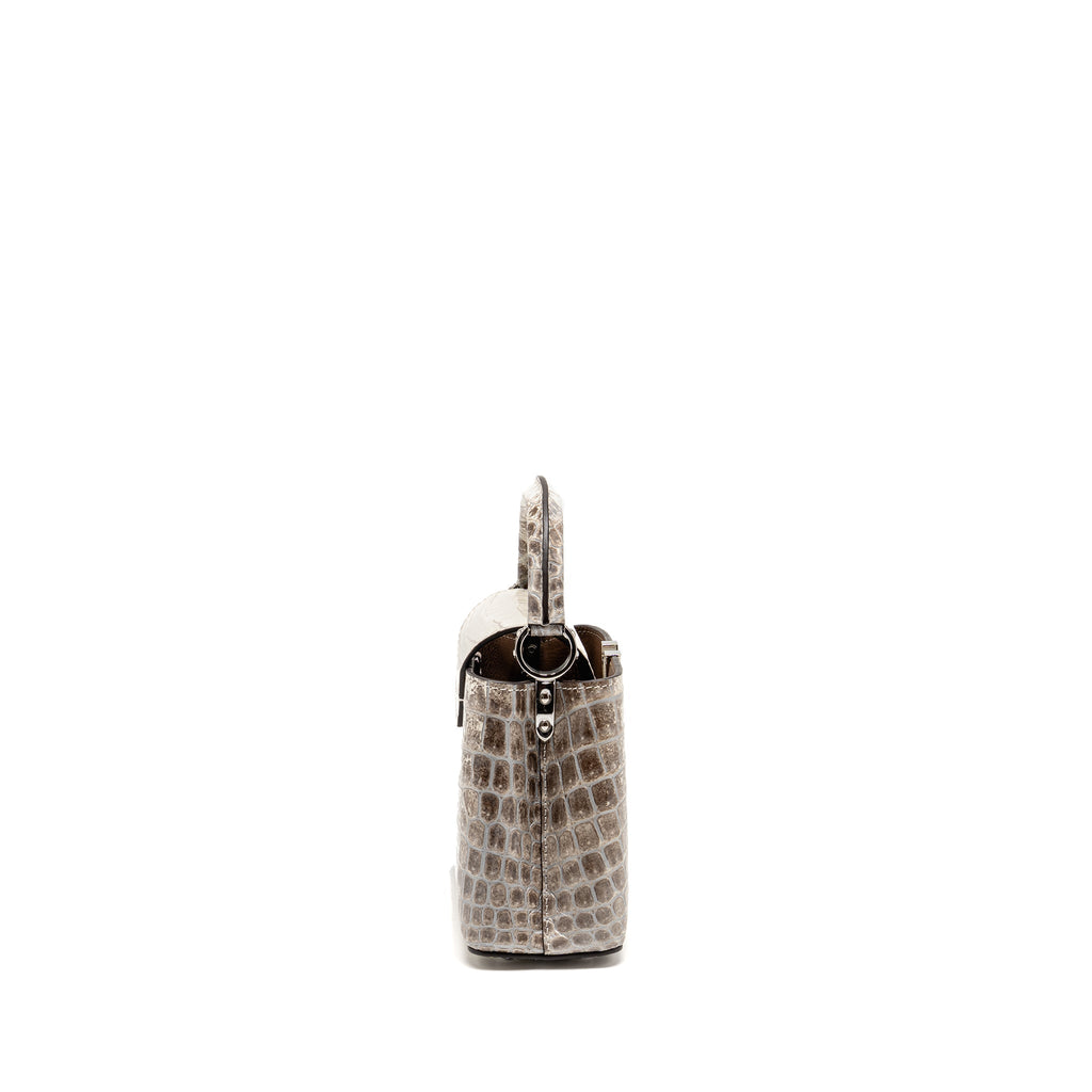LOUIS VUITTON CAPUCINES MINI HIMALAYAN CROCODILE WHITE SHW