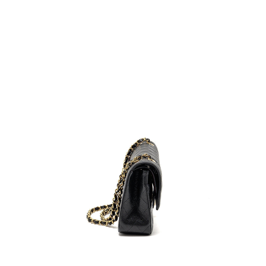 CHANEL MEDIUM CLASSIC DOUBLE FLAP BAG CAVIAR BLACK GHW (MICROCHIP)