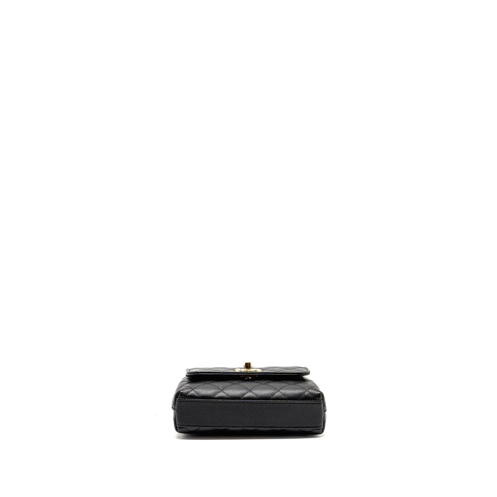 CHANEL COCO HANDLE CLUTCH WITH CHAIN CAVIAR BLACK LGHW (MICROCHIP)