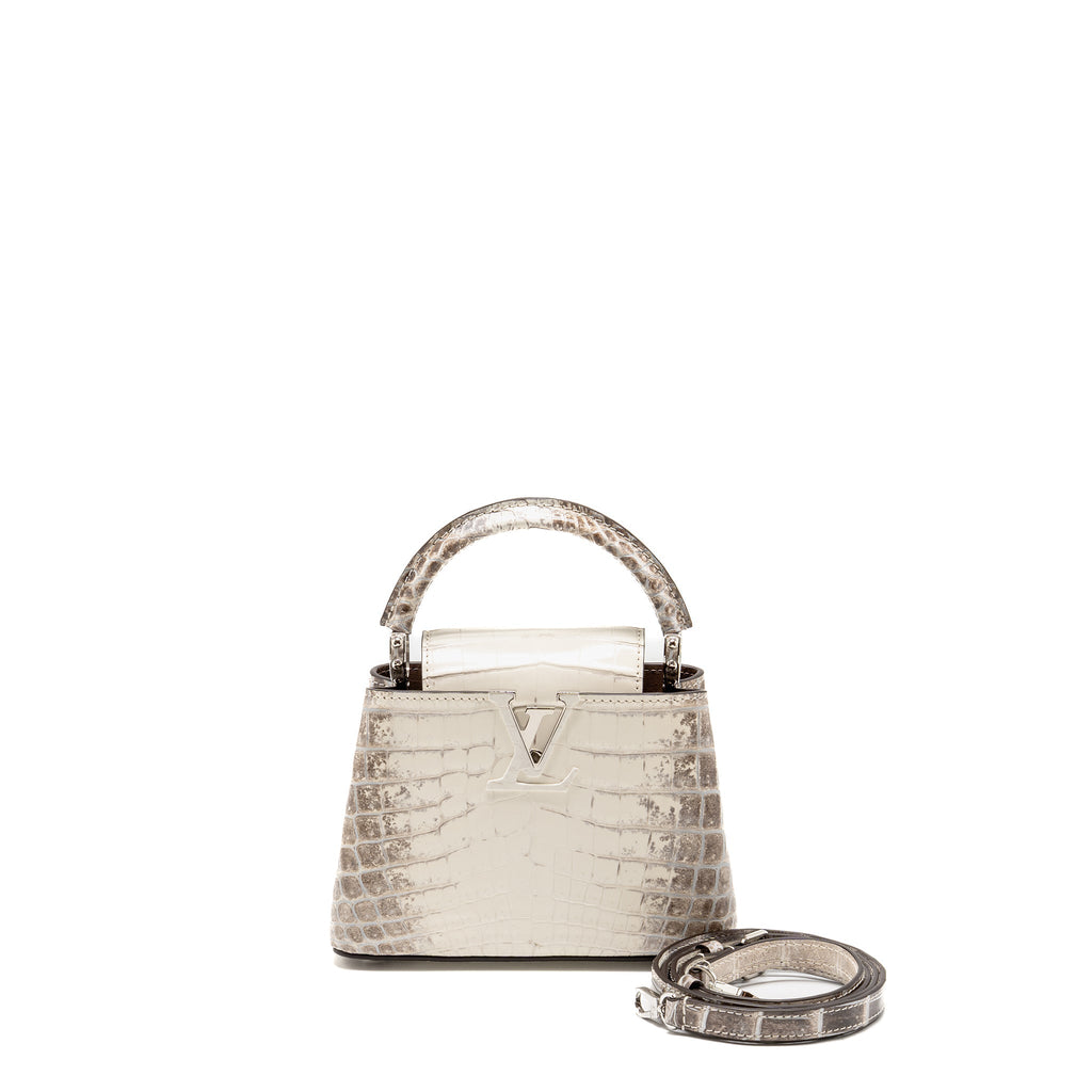LOUIS VUITTON CAPUCINES MINI HIMALAYAN CROCODILE WHITE SHW