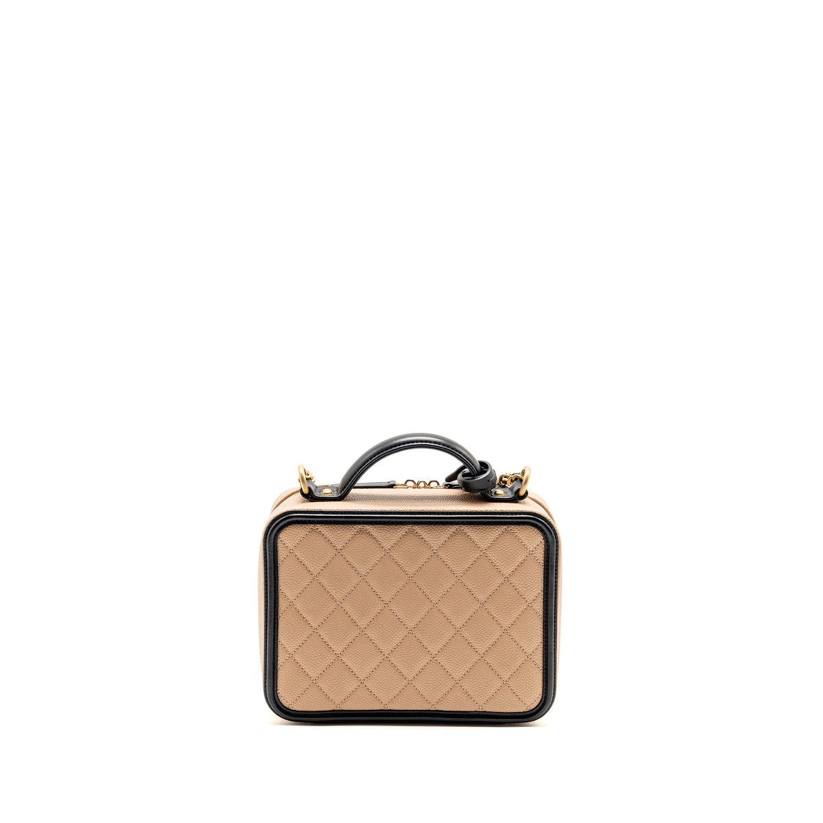 Chanel medium filigree vanity case caviar beige/black GHW