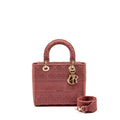 Dior medium Lady D-lite bag embroidery canvas pink LGHW