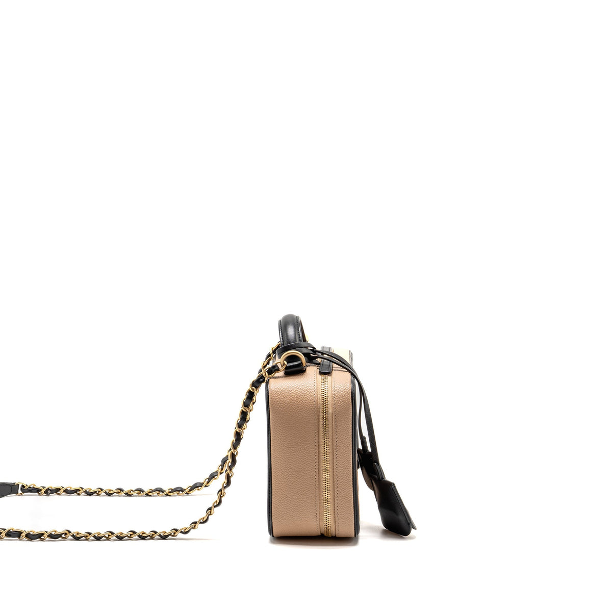 Chanel medium filigree vanity case caviar beige/black GHW