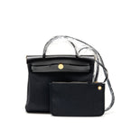 HERMES HERBAG 31 ZIP BAG CANVAS/ CACHE HUNTER LEATHER BLACK GHW