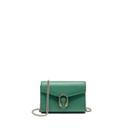 GUCCI MINI DIONYSUS WALLET ON CHAIN CALFSKIN GREEN MULTICOLOUR HARDWARE