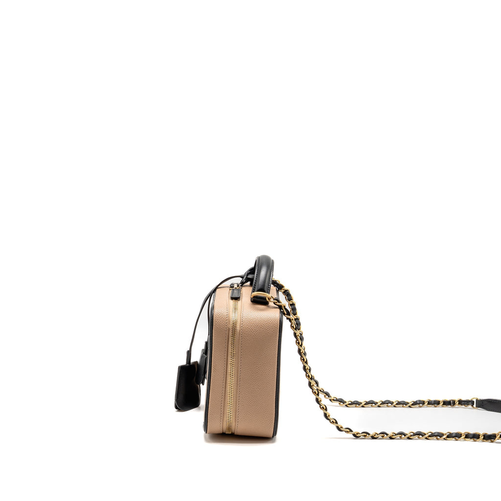 Chanel medium filigree vanity case caviar beige/black GHW