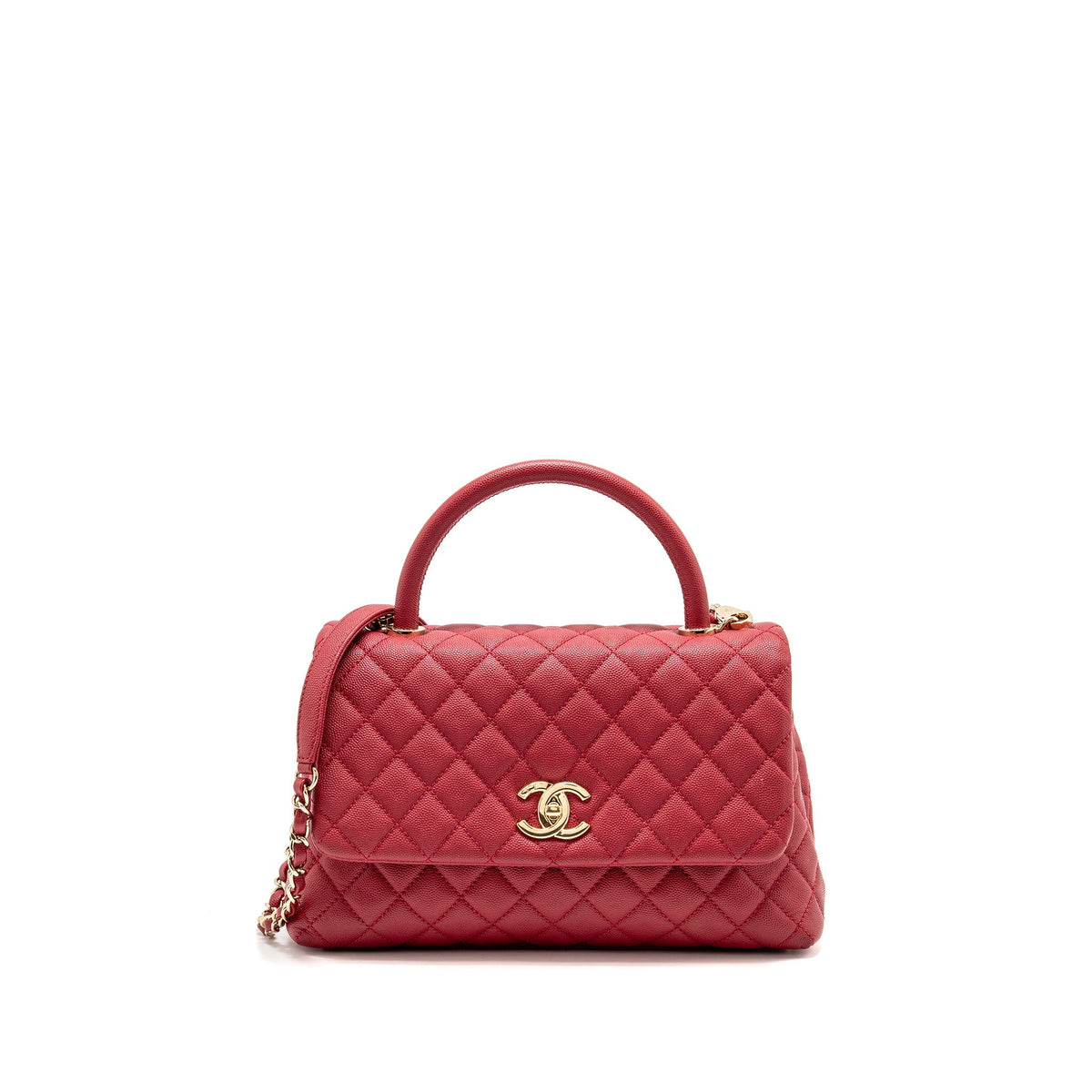 CHANEL MEDIUM COCO HANDLE CAVIAR RED GHW