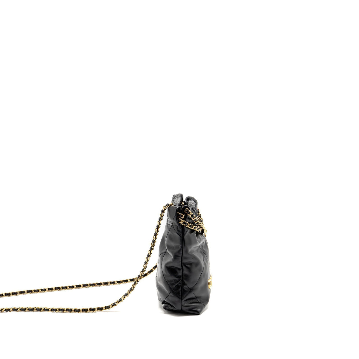 CHANEL MINI 22 BAG CALFSKIN BLACK GHW (MICROCHIP)