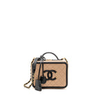 Chanel medium filigree vanity case caviar beige/black GHW
