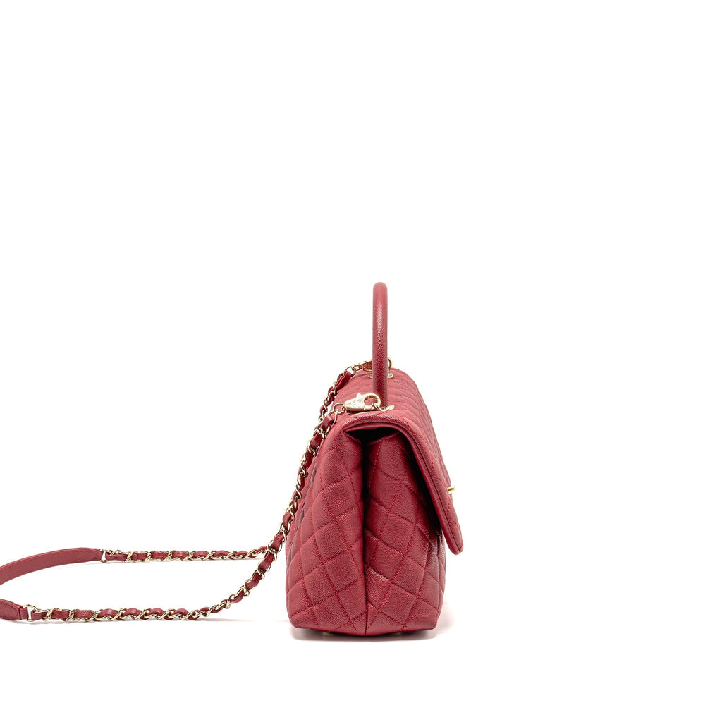 CHANEL MEDIUM COCO HANDLE CAVIAR RED GHW