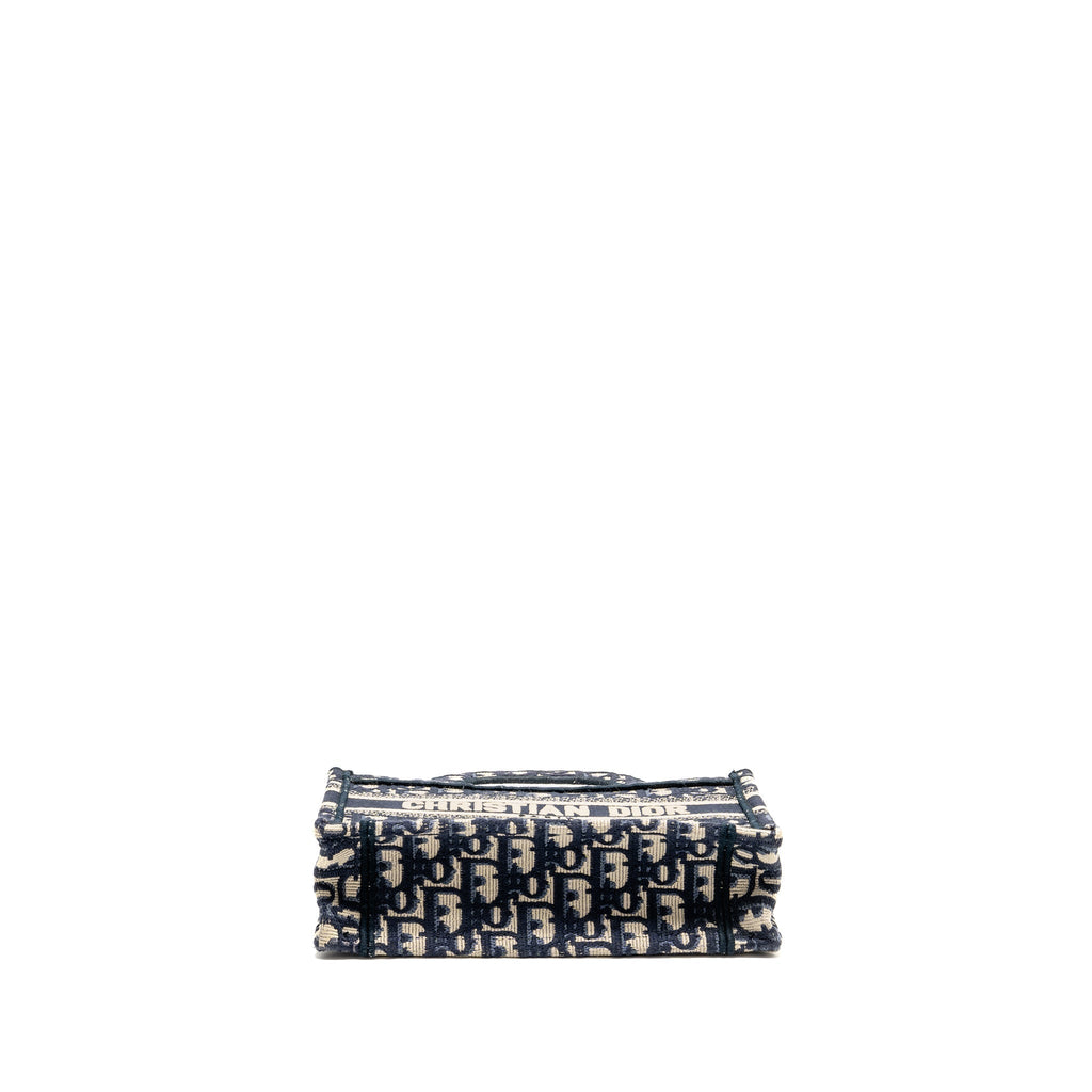DIOR MINI BOOK TOTE BAG BLUE OBLIQUE EMBRIODERY