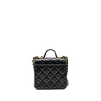 CHANEL 22K MINI FLAP BAG WITH TOP HANDLE CAVIAR BLACK GHW (MICROCHIP)