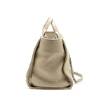 CHANEL DEAUVILLE TOTE BAG FABRIC / LEATHER LIGHT GREY SHW (MICROCHIP)