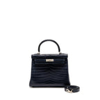 Hermes Kelly 25 crocodile niloticus Matt blue marine SHW