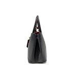PRADA MEDIUM SAFFIANO CUIR TOTE BAG LEATHER BLACK/FUOCO GHW