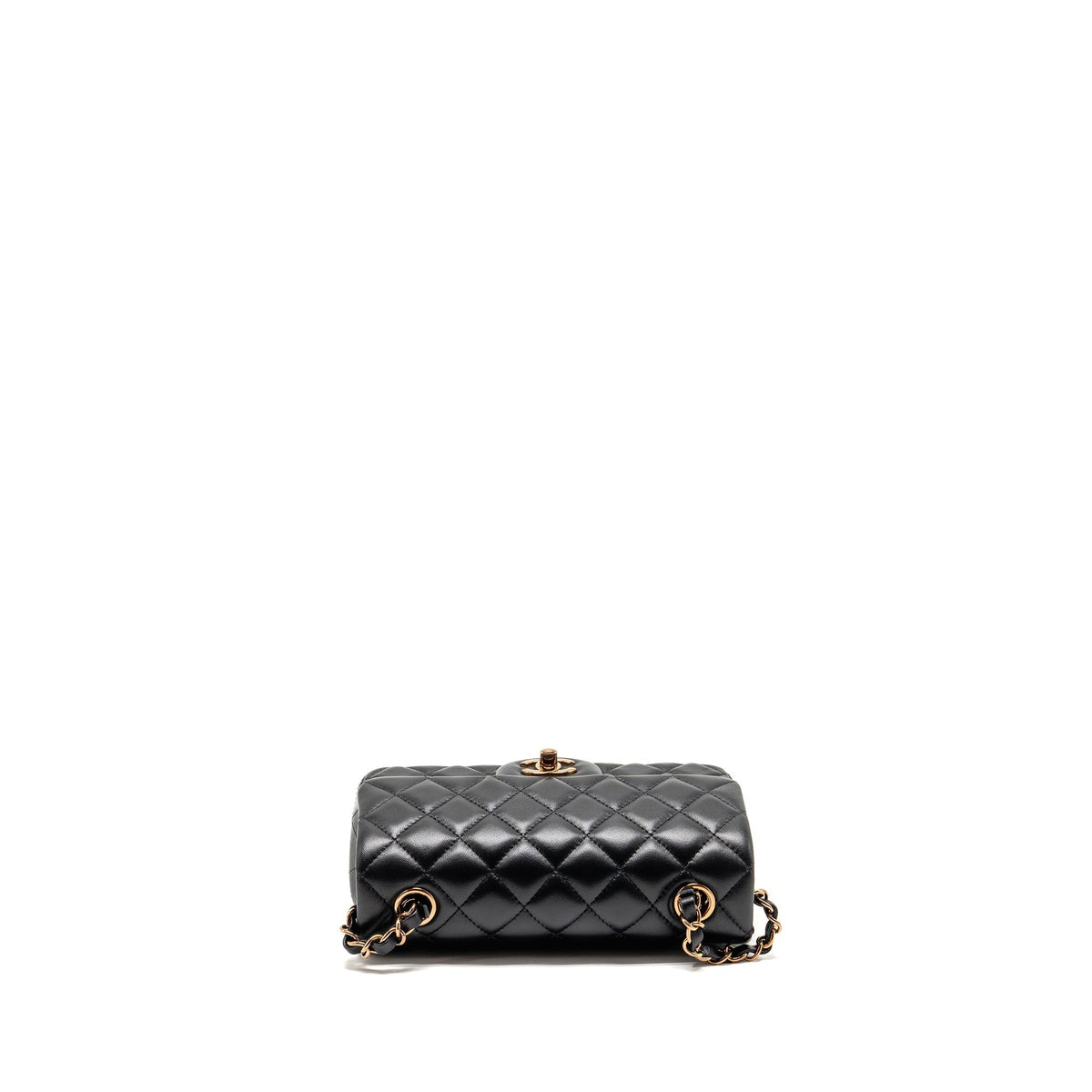 CHANEL MINI RECTANGULAR FLAP BAG LAMBSKIN BLACK RGHW (MICROCHIP)