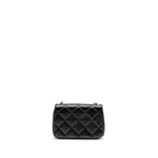 CHANEL PEARL CRUSH MINI SQUARE FLAP BAG LAMBSKIN BLACK GHW (MICROCHIP)