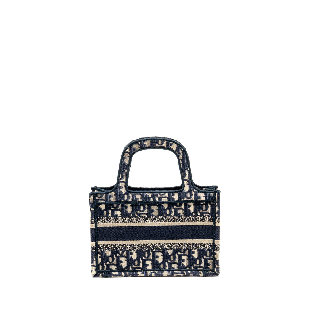 DIOR MINI BOOK TOTE BAG BLUE OBLIQUE EMBRIODERY