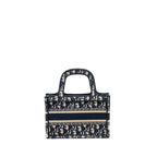 DIOR MINI BOOK TOTE BAG BLUE OBLIQUE EMBRIODERY