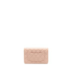 CHANEL CAMELLIA TURNLOCK WALLET ON CHAIN CAVIAR LIGHT PINK GHW (MICROCHIP)