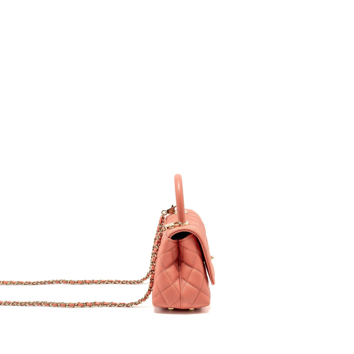 CHANEL MINI COCO HANDLE CAVIAR PINK LGHW (MICROCHIP)