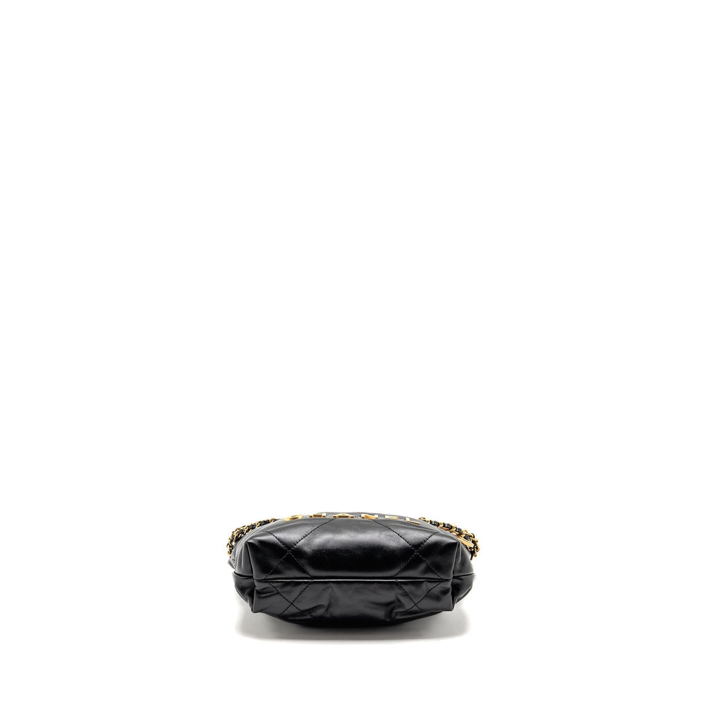 CHANEL MINI 22 BAG CALFSKIN BLACK GHW (MICROCHIP)