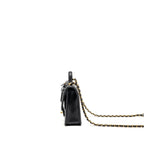 CHANEL 22K MINI FLAP BAG WITH TOP HANDLE CAVIAR BLACK GHW (MICROCHIP)